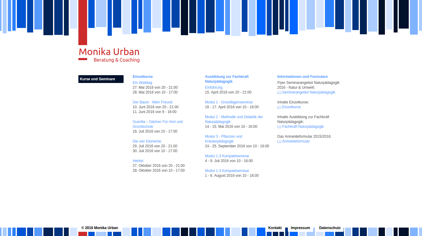 Monika Urban - Beratung & Coaching - Kurse & Seminare Übersicht