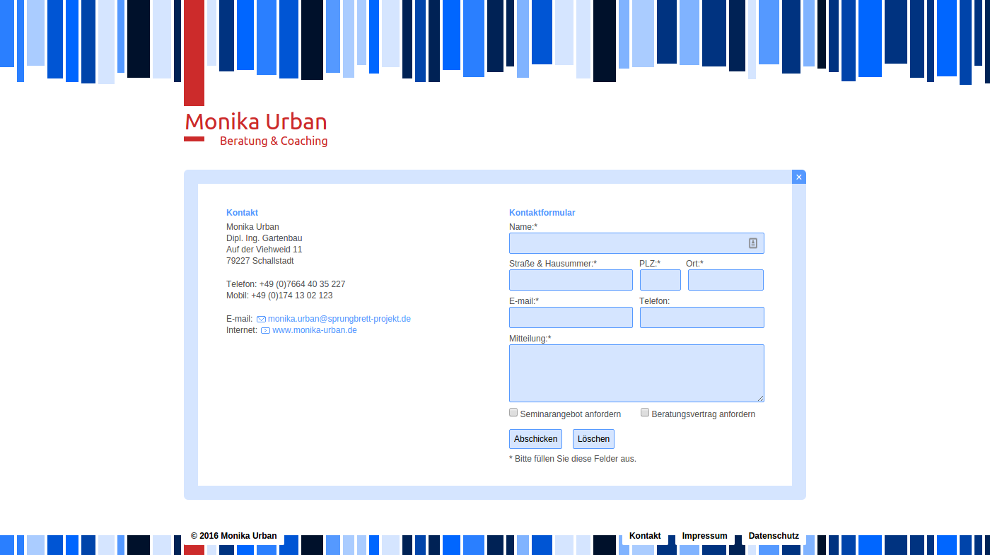 Monika Urban - Beratung & Coaching - Design Kontaktformular